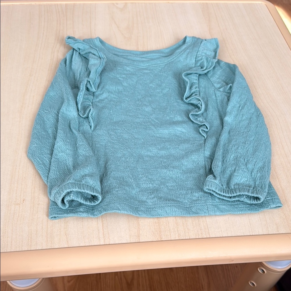 Cat & Jack Kids Ruffle Long Sleeve Top - Teal